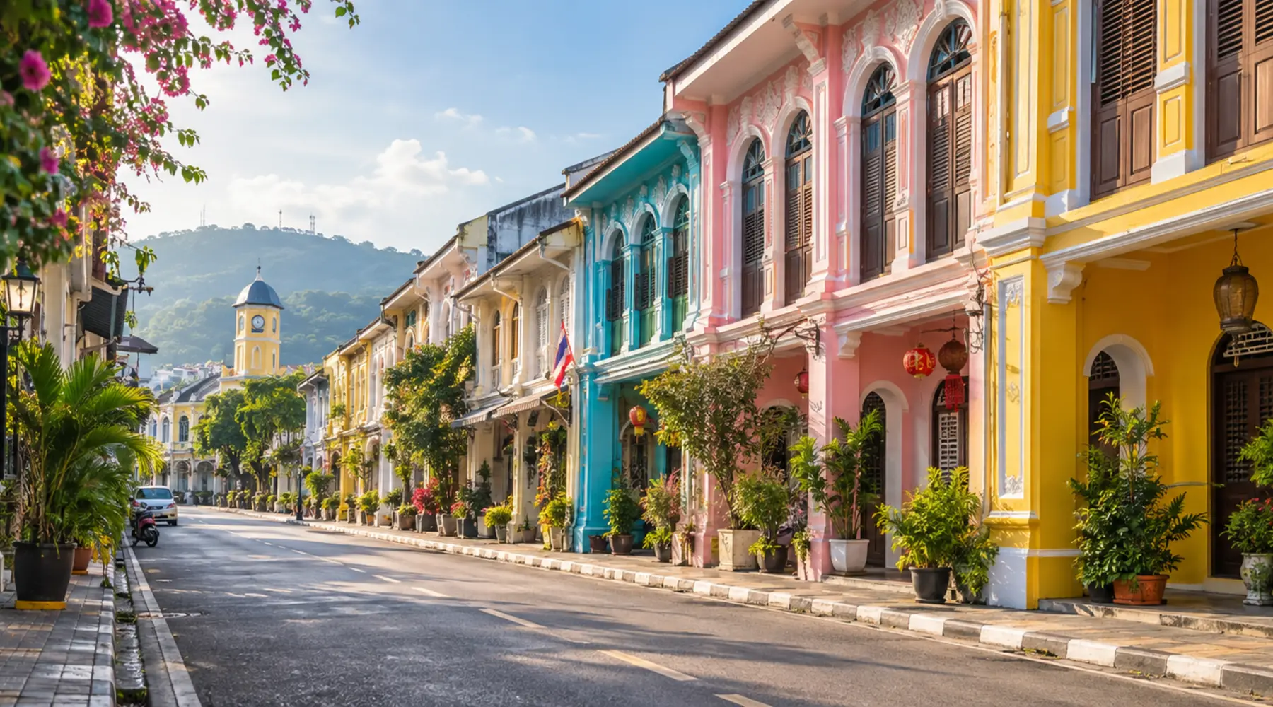 Colorful heritage buildings in Phuket Old Town